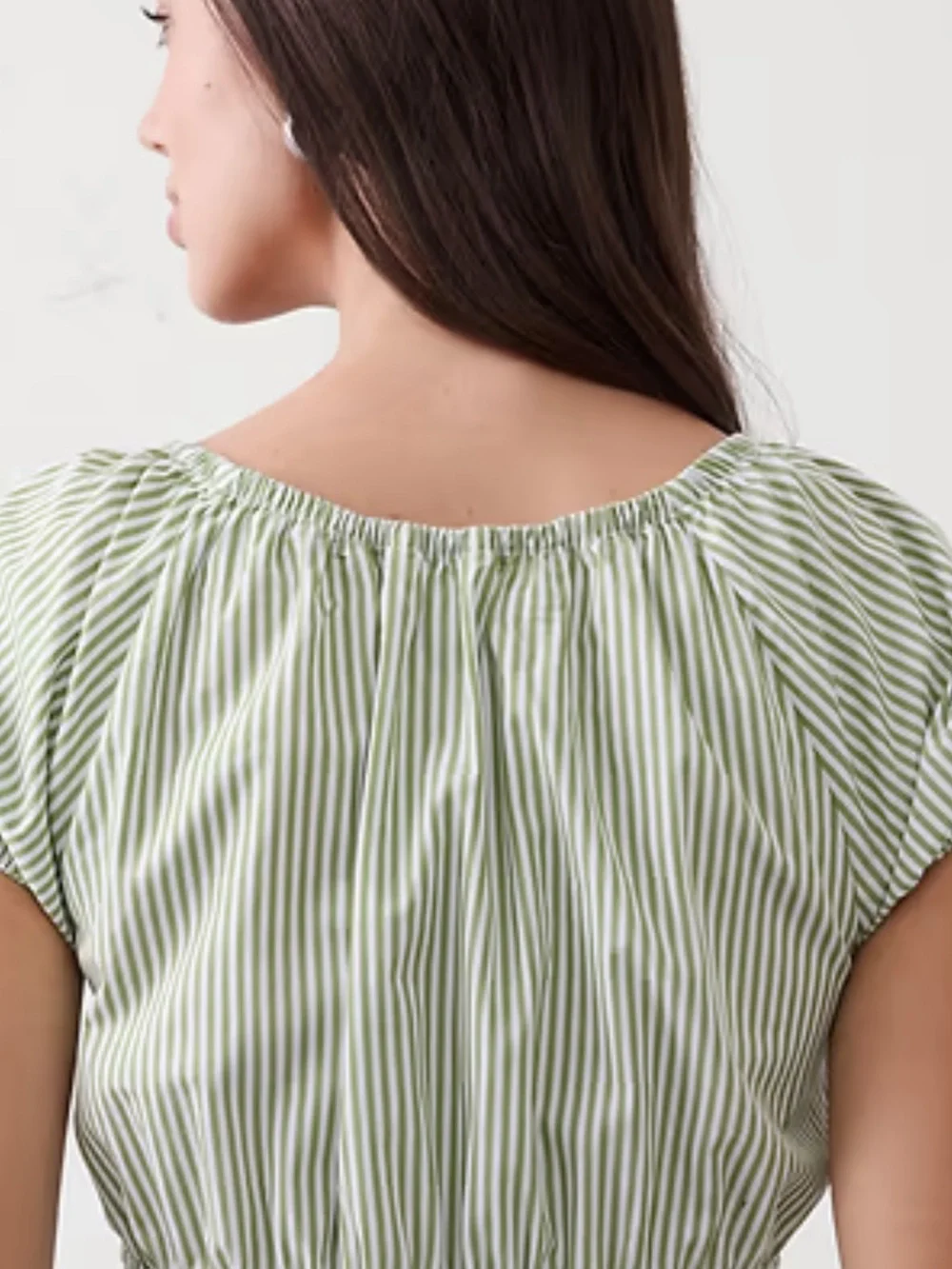 Banana Republic Green Striped Smocked Peplum Top Size L EUC